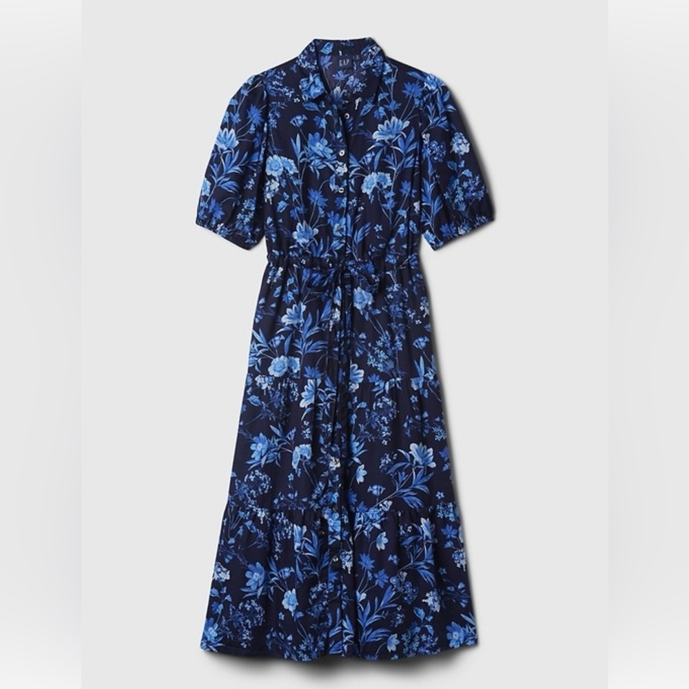 GAP Navy Blue Floral Midi Dress